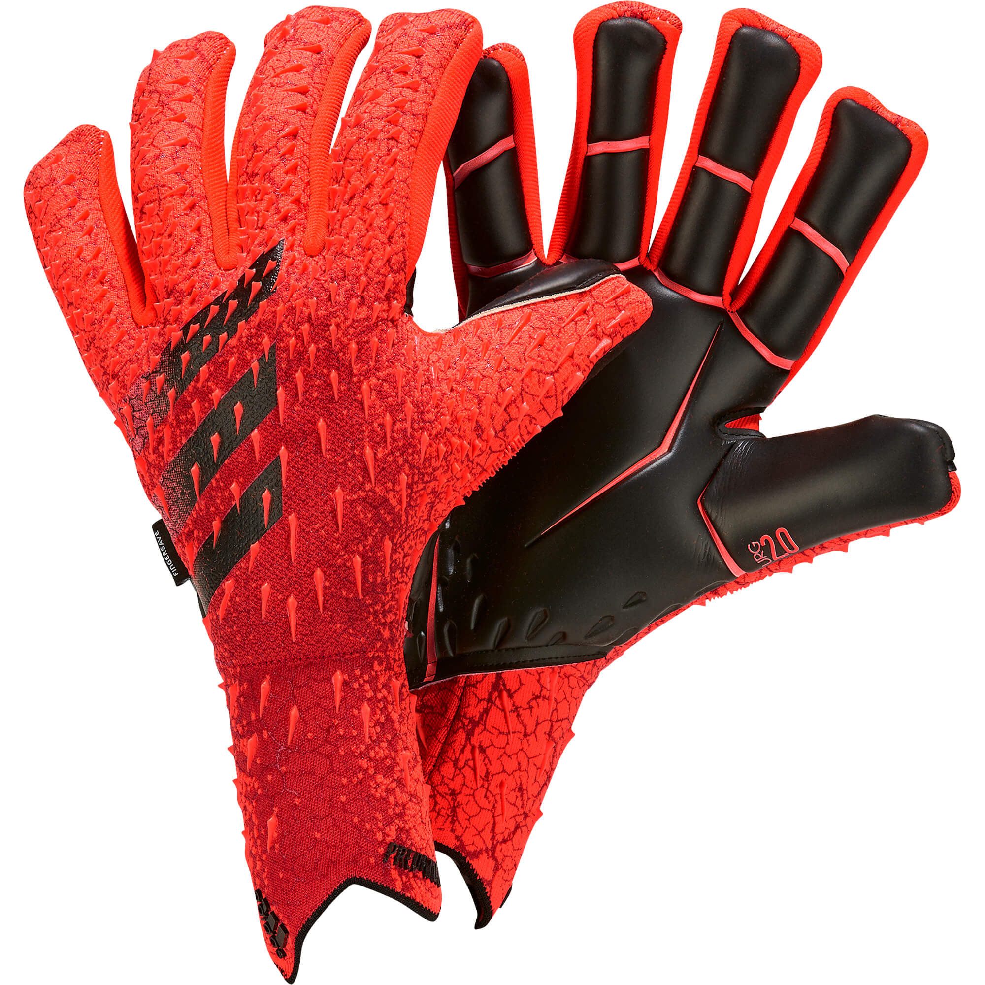 Badkamer Dom ik klaag Adidas Predator Pro Fingersafe Solar Red/Black - Keepershandschoenen