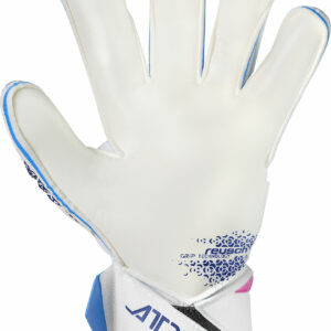 NAME: Attrakt RE:GRIP Evolution // PALM: RE:GRIP Latex // CUT: Evolution Cut // FEATURES: Extended Grip Zone, RE:GRIP Technology, AirVentSystem, Preshaped Construction, 3D Thumb Crotch, Thumb Wrap, Side Wrap, AdaptiveFlex Closure System // COLOUR: 4310 blue / pink / white