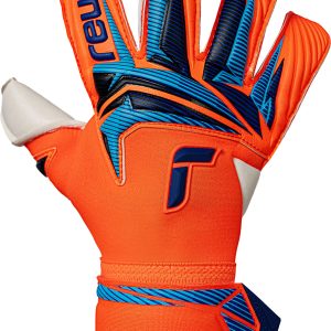 Name: Attrakt Duo Evolution | Palm: Reusch Grip Duo | Cut: Evolution Cut | Wrist Closure: Elastic Cuff with Pull Loop ; Full Strap with Rubber Ender | Backhand: Latex | Features: Duo Technology, AirVentSystem, Preshaped Construction, 3D Thumb Crotch, Thumb Wrap, Side Wrap