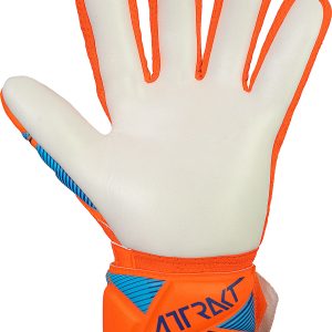 NAME: Attrakt Grip Junior // PALM: Reusch Grip // CUT: Negative Cut // FEATURES: // Colours: 2290 shocking orange / blue