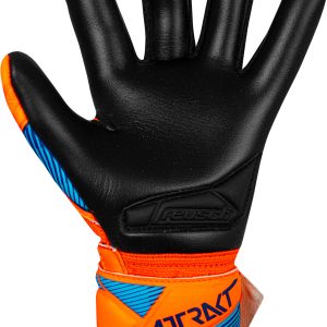 Name: Attrakt Infinity Evolution NC Junior | Palm: Reusch Grip Infinity | Cut: Evolution Negative Cut | Wrist Closure: Elastic Cuff ; Full Strap | Backhand: Punch Foam | Features: DuraGuard, AirVentSystem, Preshaped Construction, 3D Thumb Crotch