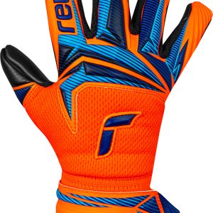 Name: Attrakt Infinity Evolution NC Junior | Palm: Reusch Grip Infinity | Cut: Evolution Negative Cut | Wrist Closure: Elastic Cuff ; Full Strap | Backhand: Punch Foam | Features: DuraGuard, AirVentSystem, Preshaped Construction, 3D Thumb Crotch