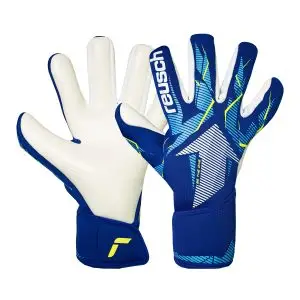 NAME: Fastgrip Advance Junior // PALM: Reusch Grip Advance // CUT: Hybrid Negative Cut // FEATURES: Extended Grip Zone, AirVentSystem, Preshaped Construction, 3D Thumb Crotch, Thumb Wrap, Side Wrap // Colours: 4994 sharp blue / white