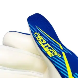 NAME: Fastgrip Advance Junior // PALM: Reusch Grip Advance // CUT: Hybrid Negative Cut // FEATURES: Extended Grip Zone, AirVentSystem, Preshaped Construction, 3D Thumb Crotch, Thumb Wrap, Side Wrap // COLOUR: 4994 sharp blue / white