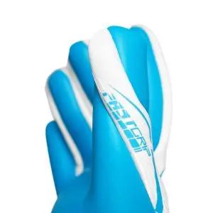 NAME: Fastgrip Aqua // PALM: Reusch Grip Aqua // CUT: Hybrid Negative Cut // FEATURES: Extended Grip Zone, AirVentSystem, Preshaped Construction, 3D Thumb Crotch, Double Thumb Wrap, Side Wrap, AdaptiveFlex Closure System // COLOUR: 1111 white / aqua blue
